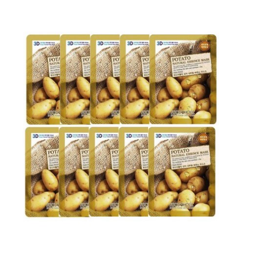 Combo 10 Mặt Nạ Dưỡng Trắng Da, Mờ Thâm Chiết Xuất Khoai Tây 3D Foodaholic Potato Natural Essence Mask 23ml x 10
