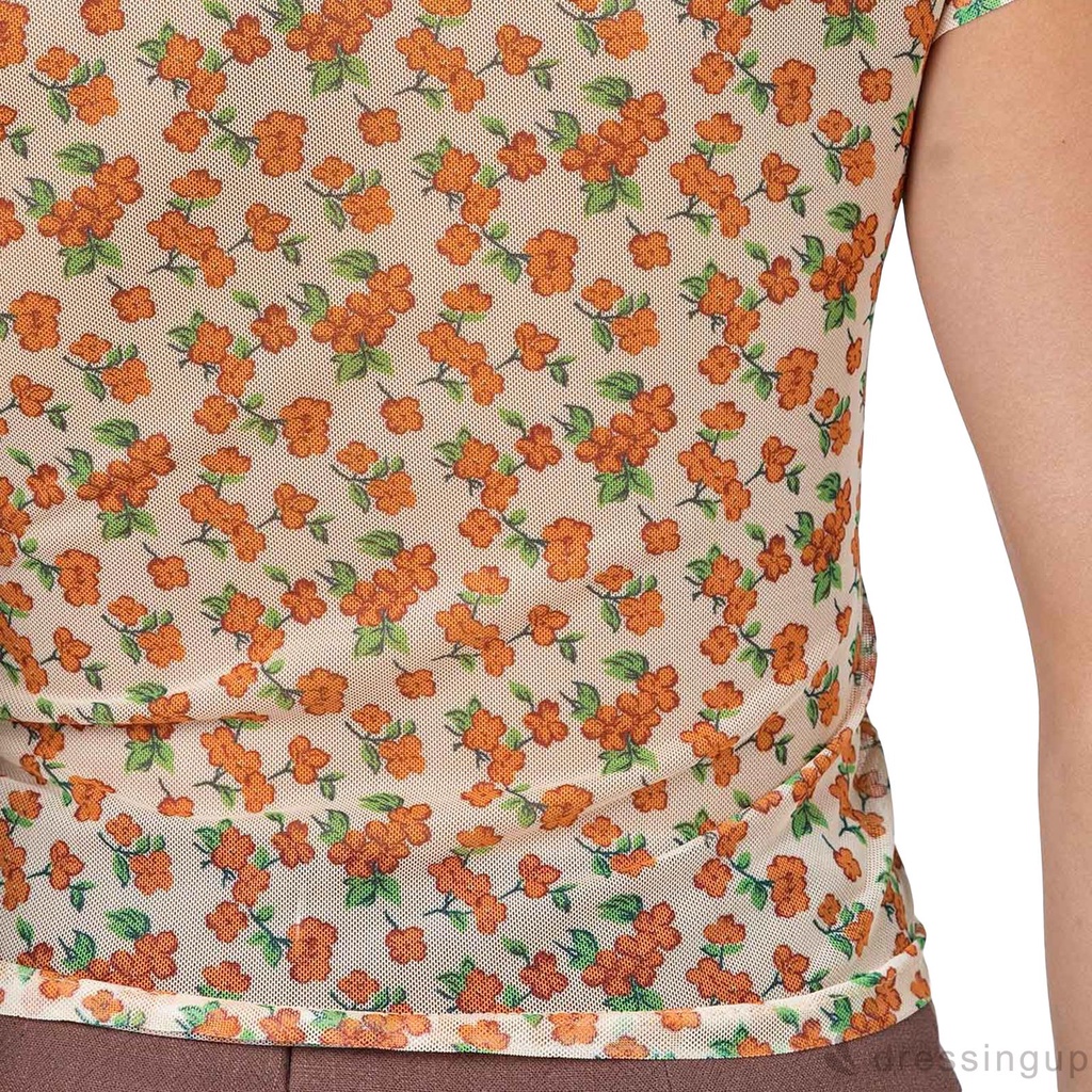 Áo Sơ Mi Tay Ngắn Xuyên Thấu In Hoa Thời Trang Mùa Hè Cho Nữ