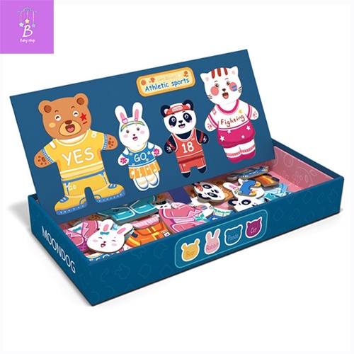Đồ Chơi Ghép Hình Phối Đồ Cho Gấu Và Thỏ Có Nam Châm- đồ chơi giáo dục, định hướng nghề nghiệp cho bé