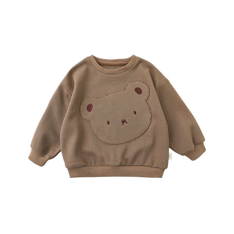 Bộ Áo Sweater Tay Dài Thêu Hình Gấu Hoạt Hình + Quần Dài Thời Trang Xuân Thu Cho Bé Gái