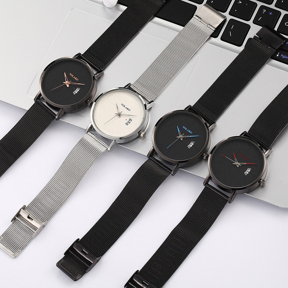 Đồng Hồ Quartz Chạy Kim Tích Hợp Lịch Với Dây Đeo Da Yolako