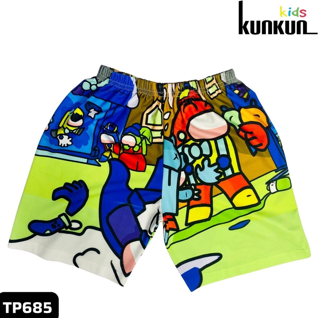 Quần áo bé trai KUNKUN TP685 tay ngắn in 3d hoạt hình Among us - Đồ bộ trẻ em size đại 10kg - 60kg chất thun lạnh