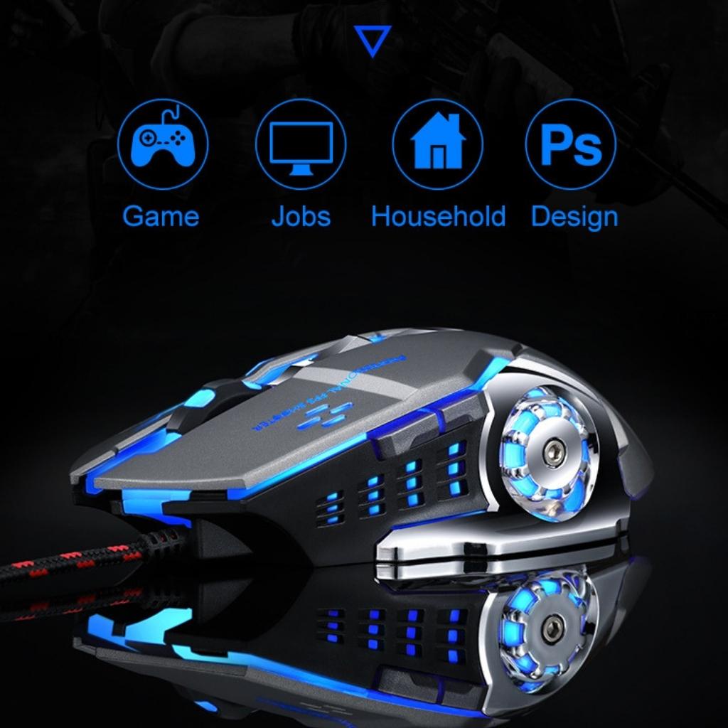 Chuột game thủ chuột gaming T-WOLF V6 cực bền có LED 7 màu, chuyên dùng chơi game, làm việc, tivi