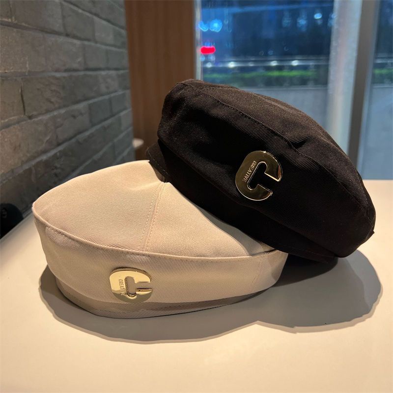 Mũ Beret Kim Loại Mỏng In Chữ C Phong Cách Dongdaemun Thời Trang Mùa Hè Cho Nữ