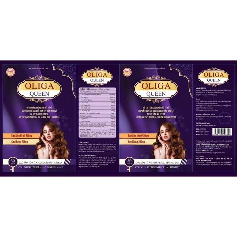 Viên Uống Đẹp Da OLIGA QUEEN - Hỗ Trợ Tăng Cường Nội Tiết Tố Nữ, Hạn Chế Lão Hóa, Sạm Da