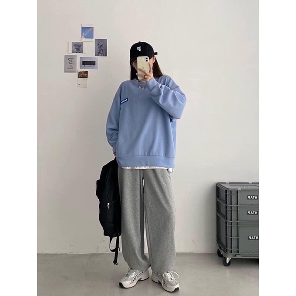 Áo sweater tăm xanh logo chất xốp mịn
