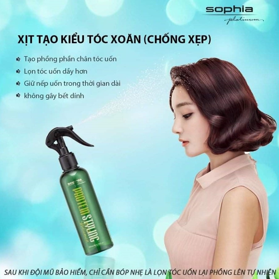 Xịt làm phồng tạo kiểu tóc Sophia Platinum Protein Styling Volumer Hàn Quốc 200ml