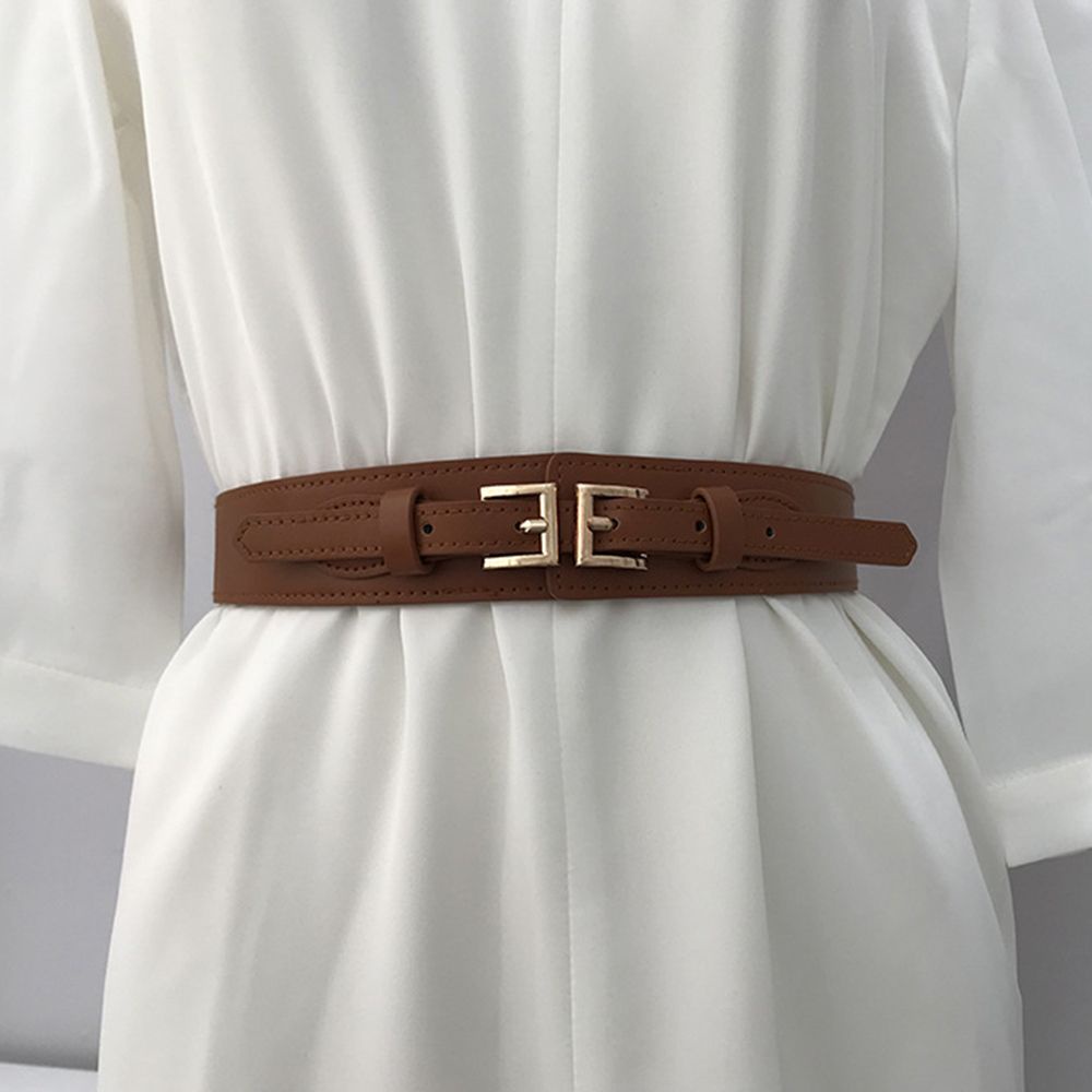 Thắt lưng co giãn màu sắc đơn giản có khóa kim loại cho nữ