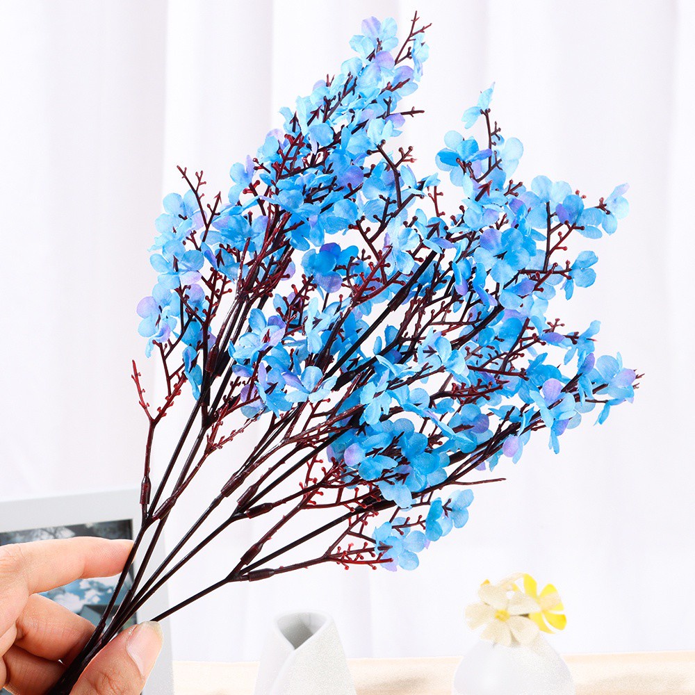 JANE Gift Silk Gypsophila Flowers Party Supplies Lifelike Plum Blossom Artificial Babysbreath Floral|Home Decoration Wedding Favor Bridal Bouquet Simulation Plants/Multicolor