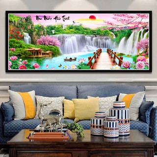 TRANH ĐÍNH ĐÁ PHONG CẢNH NON NƯỚC HỮU TÌNH KHỔ LỚN LV435