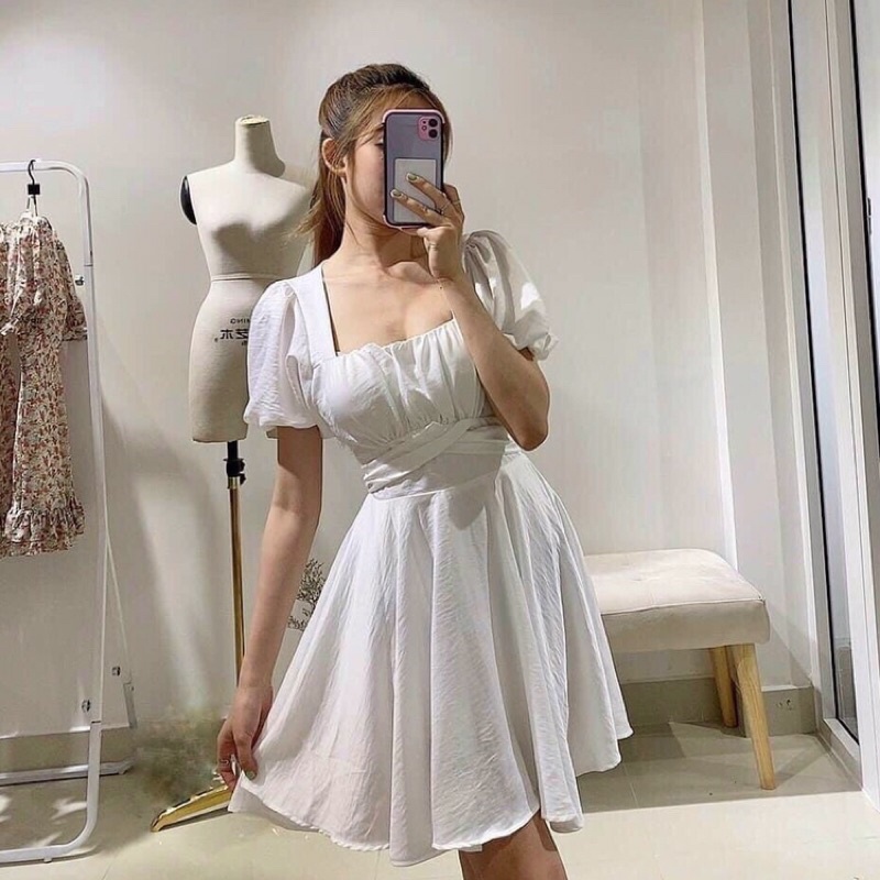 Váy babydoll BlaPink Ngắn Xòe Chất Đũi Cut Out Hở Lưng -ANDY DRESS T206