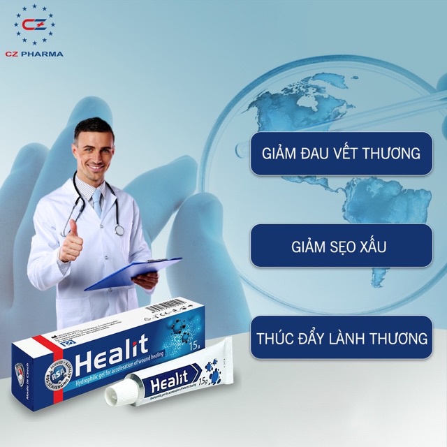 Healit 5g Gel bôi vết thương hở vết mổ vết bỏng hỗ trợ liền thương nhanh hạn chế sẹo xấu sẹo lồi nhập khẩu Cộng Hòa Séc