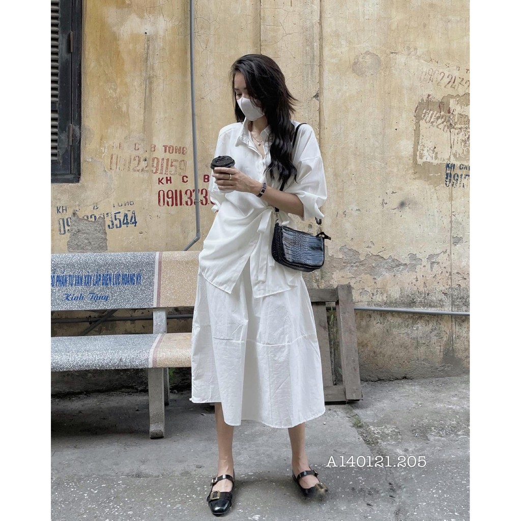 ÁO SOMI TRẮNG BUỘC EO