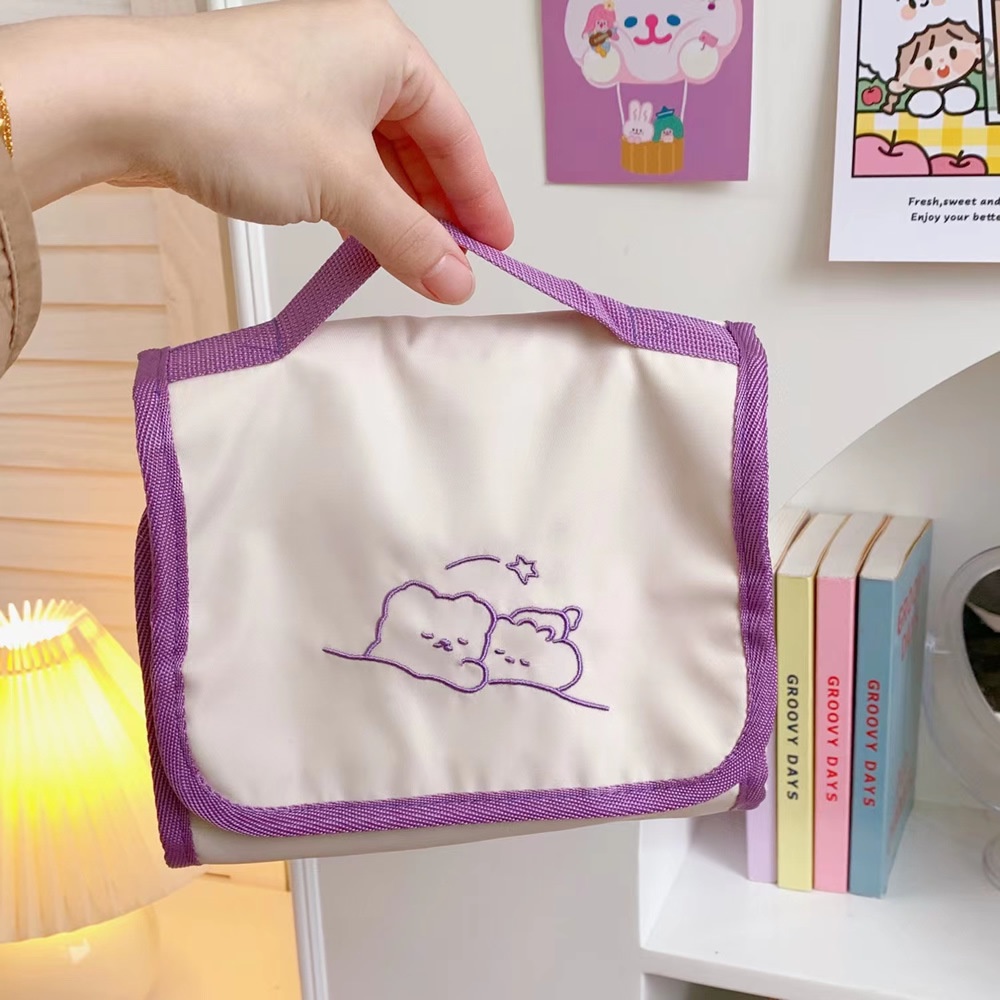 Túi Đựng Mỹ Phẩm Gấp Gọn Thiết Kế Hình Gấu Dễ Thương