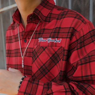 Áo Sơ Mi Flannel Three Hundred Màu Đỏ