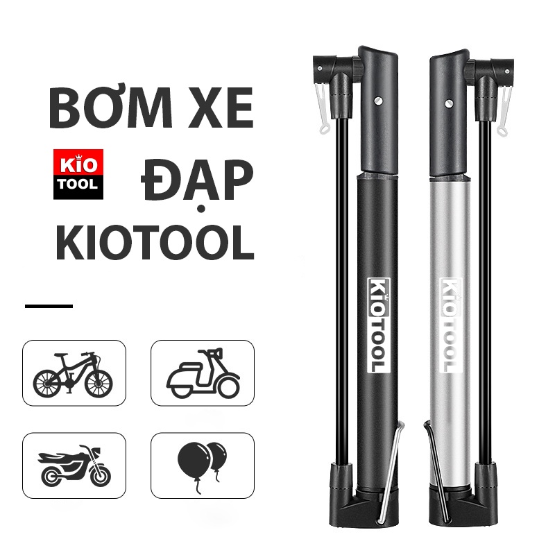 Bơm xe đạp gắn treo xe Kiotool chắc chắn nhỏ gọn cơ động kèm đủ phụ kiện