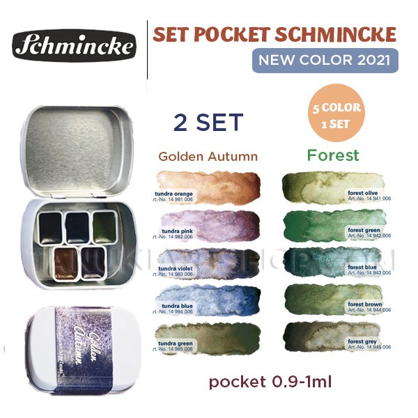 [Mã LIFEB04ALL giảm 10% tối đa 15K đơn 0Đ] Set pocket màu nước Schmincke Forest và Golden Autumn (bàn mới 2021)