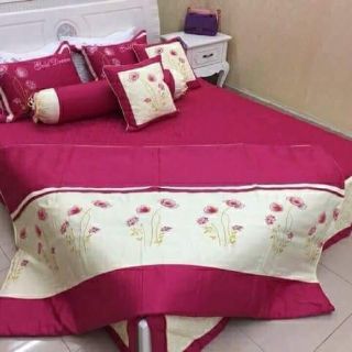 Set Satin lụa thêu hoa 7 món