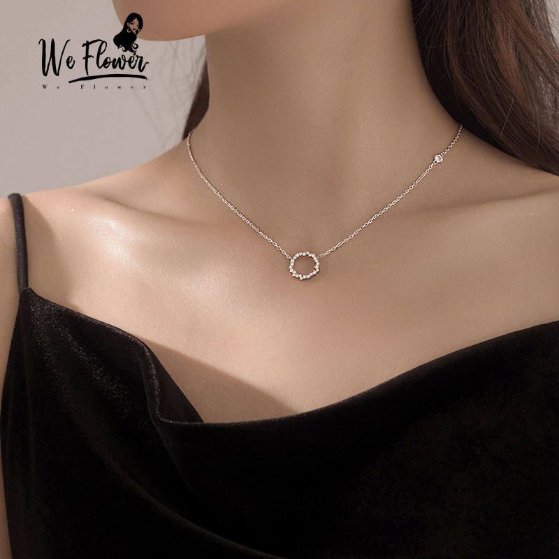 We Flower Dây chuyền mặt dây hình tròn đính đá lấp lánh thời trang