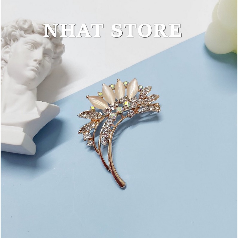 Cài áo đính đá cao cấp, Ghim cài áo vest dễ thương Phong cách Hàn Quốc, cỡ 5.8x4.5cm