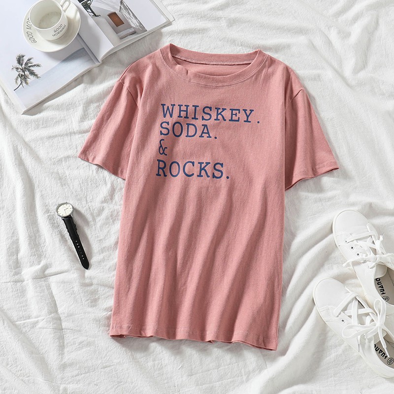 NUZIRO  Áo Thun Tay Ngắn Form Rộng In Chữ Phong Cách Cá Tính Hàn Quốc