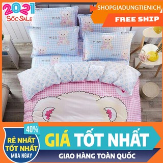 Sale Bộ Chăn Ga Gối POLY Nhập Hàng loại 1 M6/M8 GẤU KARO