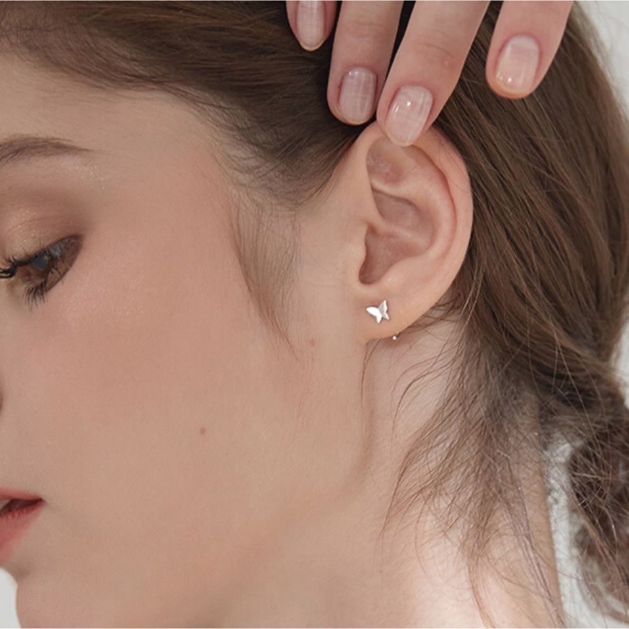 Khuyên Tai Bạc, Bông Tai Nữ Hình Bướm Nhí Xinh Xắn Phong Cách Hàn Quốc S92584