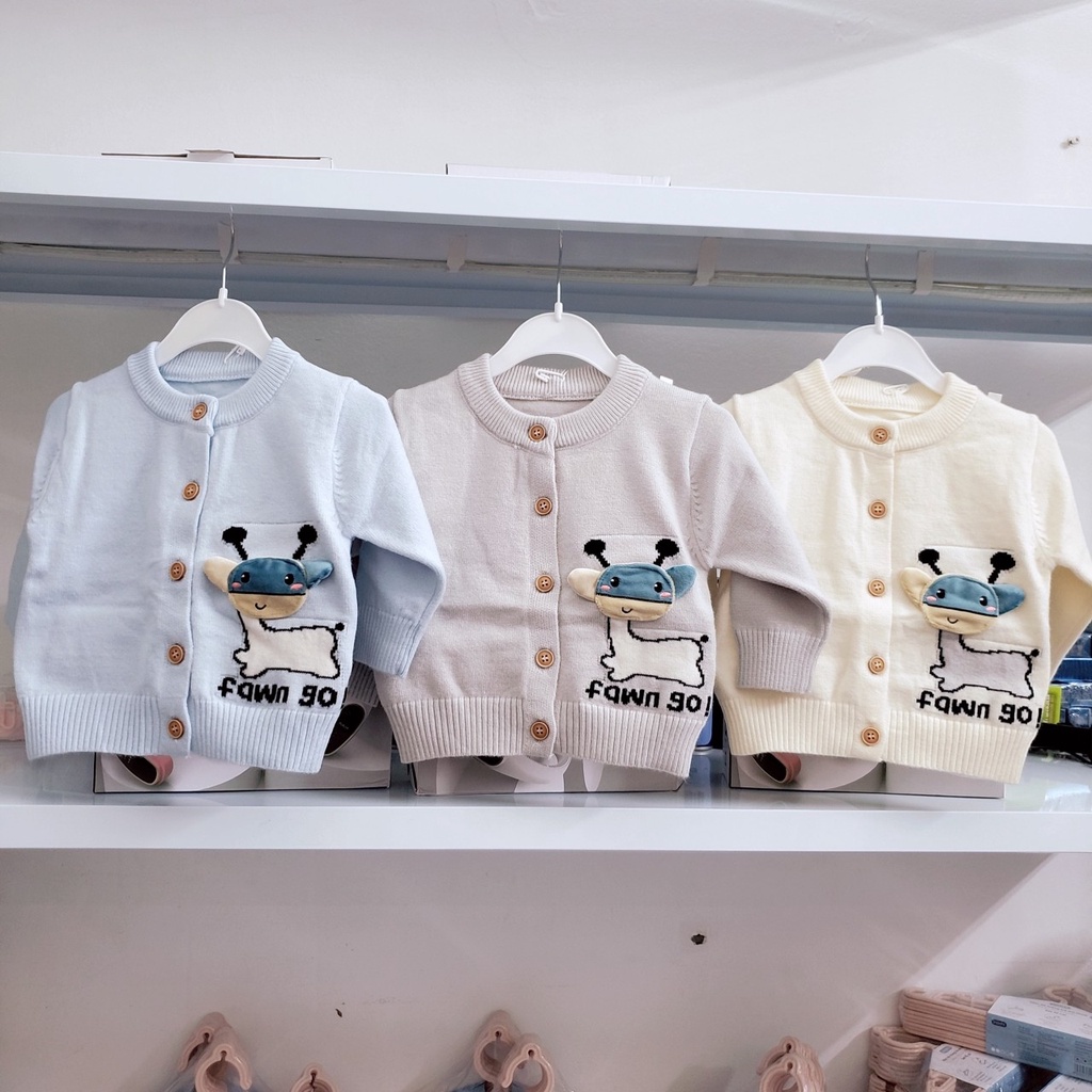 304 Áo len dài tay sơ sinh cúc cài giữa cho bé trai/ bé gái hàng quảng châu đẹp