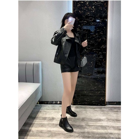 Giày bốt ❤Freeship❤Giày boot cổ thấp gót vuông chuẩn QC full hộp