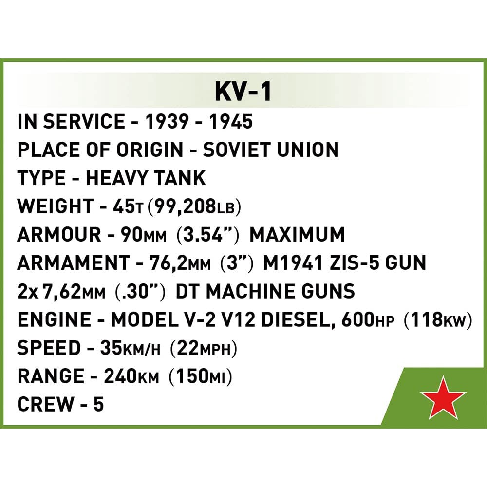 Đồ chơi lắp ráp Lego xe bánh xích - xe tăng - Tank KV-1 COBI-2555