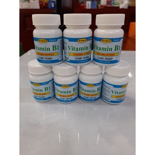 Vitamin B1(Thiamin nitrat)_Hũ 100 viên màu xanh.