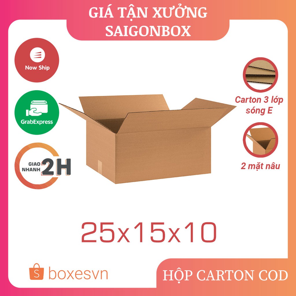 Combo 20 thùng hộp carton size 25x15x10 cm để đóng gói hàng hóa