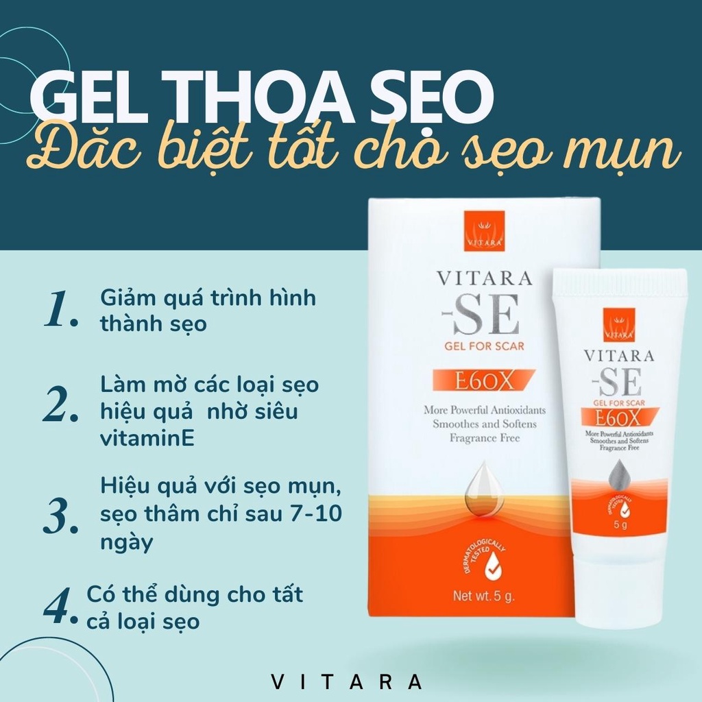 Combo Gel rửa mặt Vitara Anti Acne 100ml-Gel thoa mụn Vitara Anti Acne 10g-Gel thoa sẹo Vitara SE 5g giảm mụn, mờ thâm