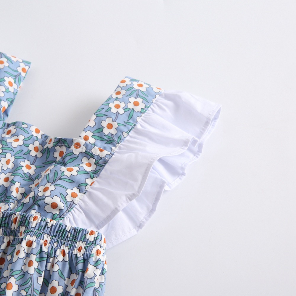 Áo liền quần Sanlutoz họa tiết hoa phong cách mùa hè cho bé gái