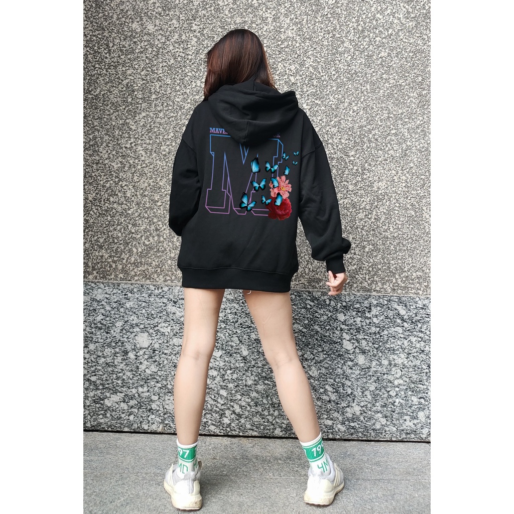 Áo khoác Hoodie Dây Kéo Zip Chống Nắng In Hình Hoa Phối Bươm Bướm M MVR Maverick Localbrand- MVR25022106