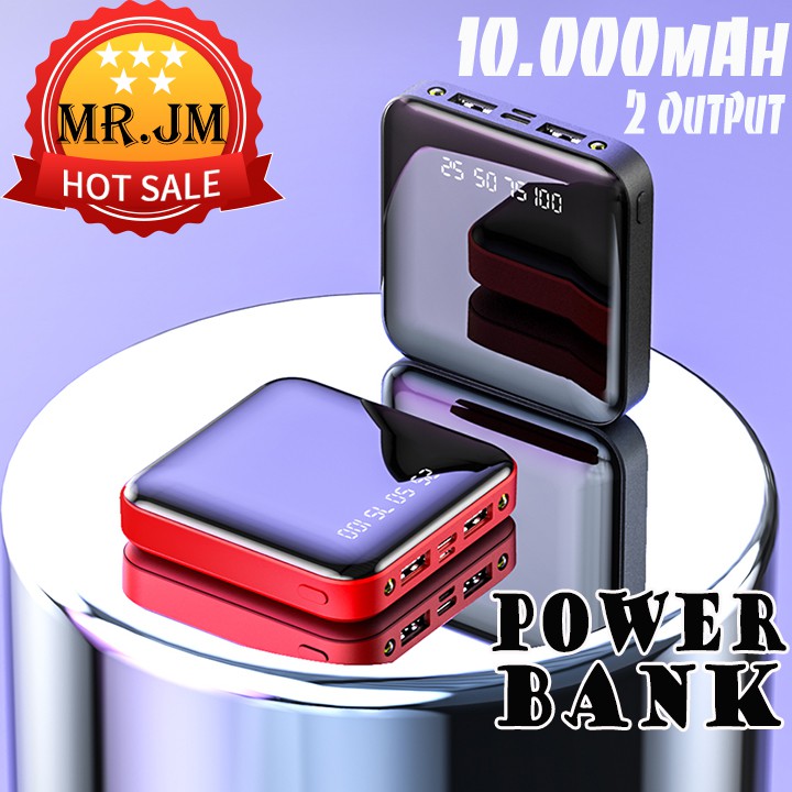 ⭐️⭐️Mini⭐️⭐️Sạc dự phòng 2 cổng USB 10.000mAh  kèm đèn pin chiếu sáng 2 chân sạc &amp; Tai Nghe Bluetooth Cảm Ứng Cực Nhạy