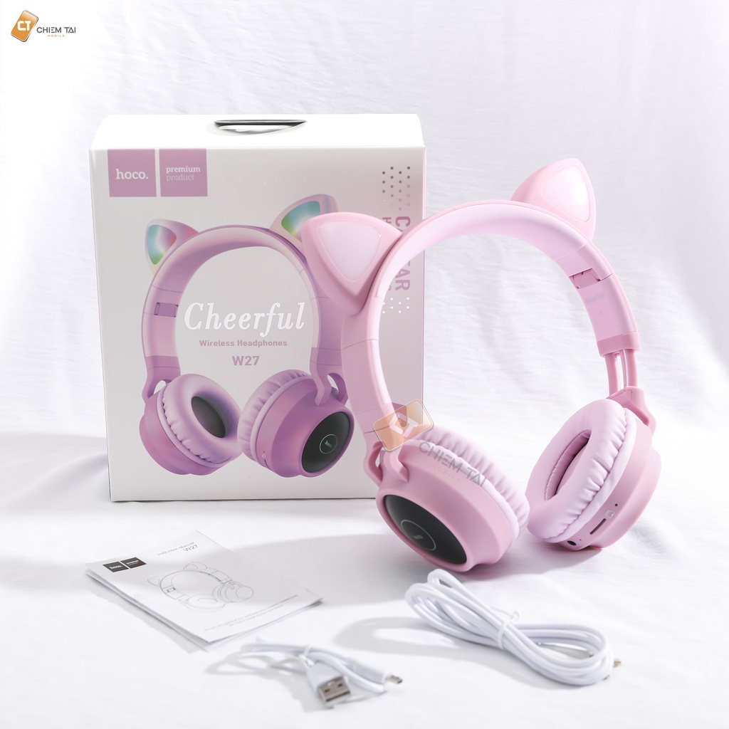 Tai Nghe Chụp Tai Mèo Hoco W27, Tai Nghe Bluetooth Chụp Tai Chính Hãng Bảo Hành 1 Năm