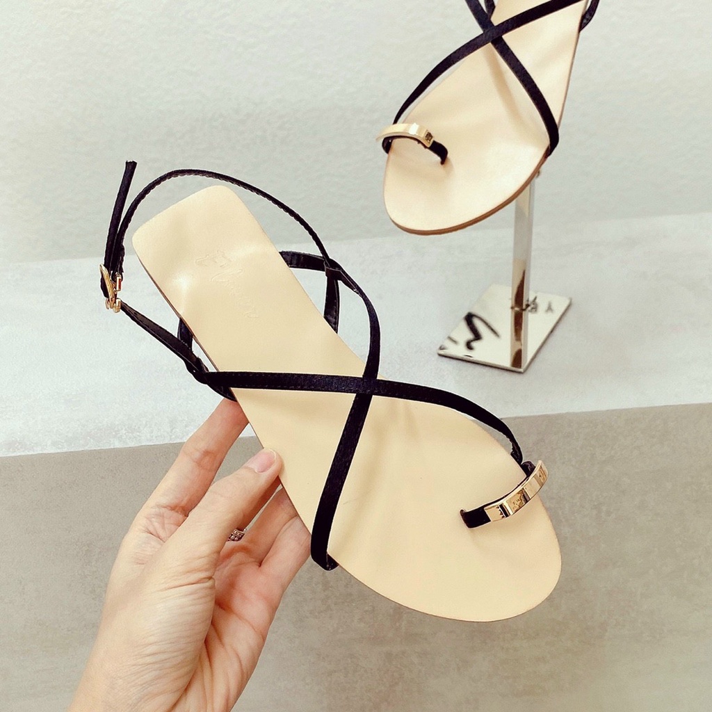 Sandal Nữ- Giày Sandal Trệt Xỏ Ngón Quai Chéo Xinh Xắn Cho Mùa Du Lịch Hè Hàng VNXK