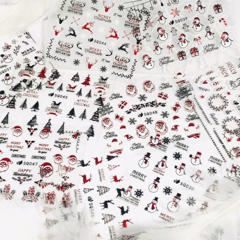 Sticker Noel dán móng nail bông tuyết Giáng sinh-Set 4 tấm