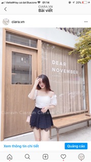 Chân váy viền ren đen/trắng