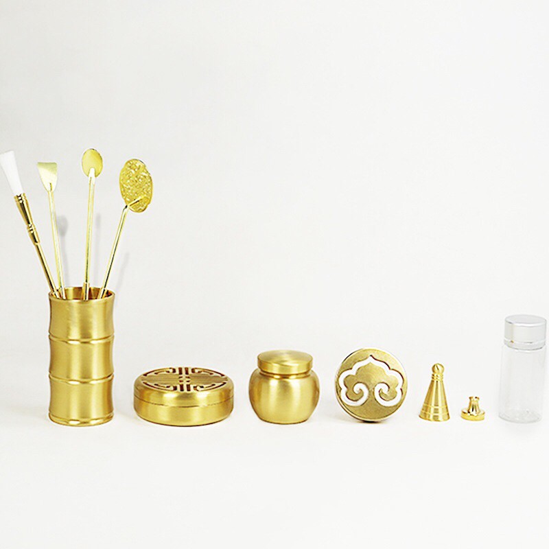 Bộ dụng cụ tạo nhang đốt trầm hương bộ dụng cụ tạo hình khuôn chế tác bột trầm bằng đồng thau