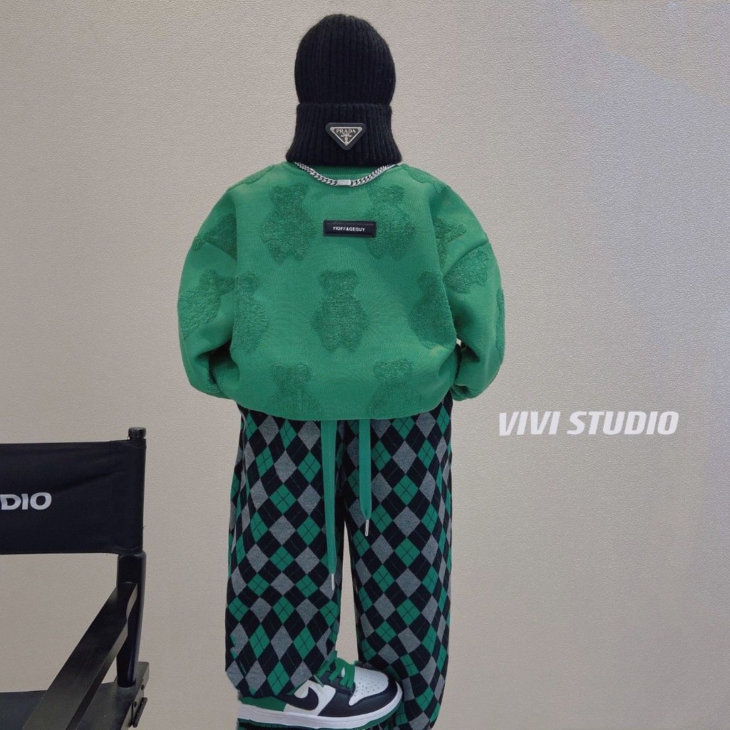 Áo sweater nhung dày dặn ấm áp thời trang thu đông cho bé trai