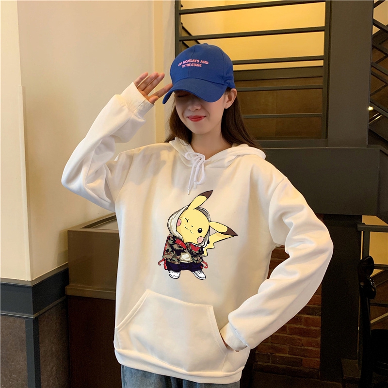Áo Khoác Hoodie Tay Dài Dáng Rộng In Hình Pikachu Thời Trang Harajuku Cho Nam Nữ | BigBuy360 - bigbuy360.vn