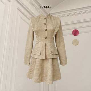 Váy liền dạ Tweed cao cấp ít nhăn chiết eo tôn dáng thanh lịch LAURENT DRESS