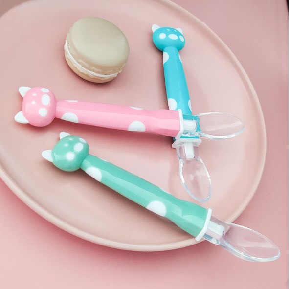 Thìa ăn dặm silicon siêu mềm hình đầu mèo an toàn cho bé