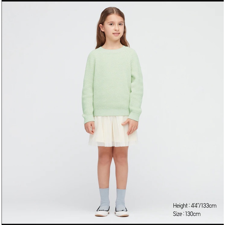 (UNIQLO Nhật chính hãng) KID- Áo len cổ tròn dài tay Middle Gauge Sweater
