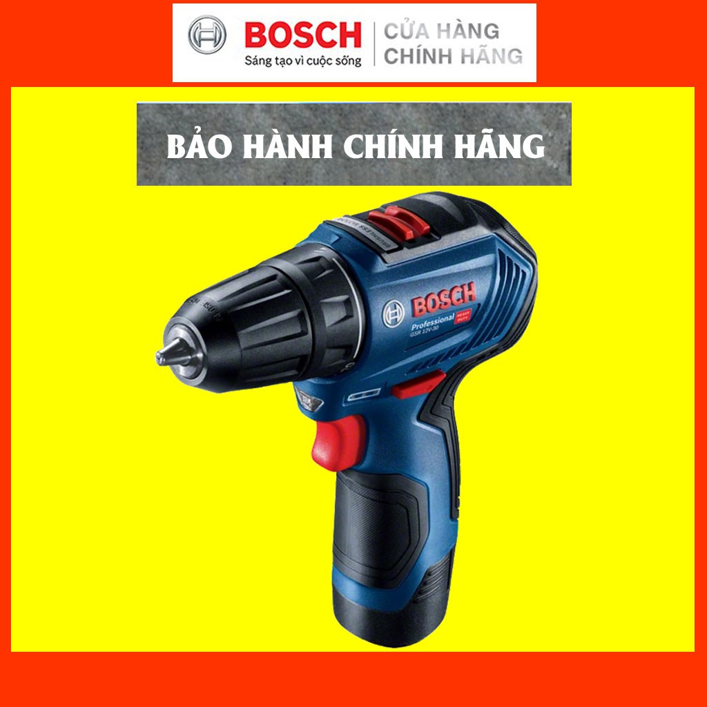 [CHÍNH HÃNG] Máy Khoan Bắt Vít Dùng Pin Bosch GSR 12V-30, Tốc Độ Khoan Nhanh, Mô-tơ Không Chổi Than