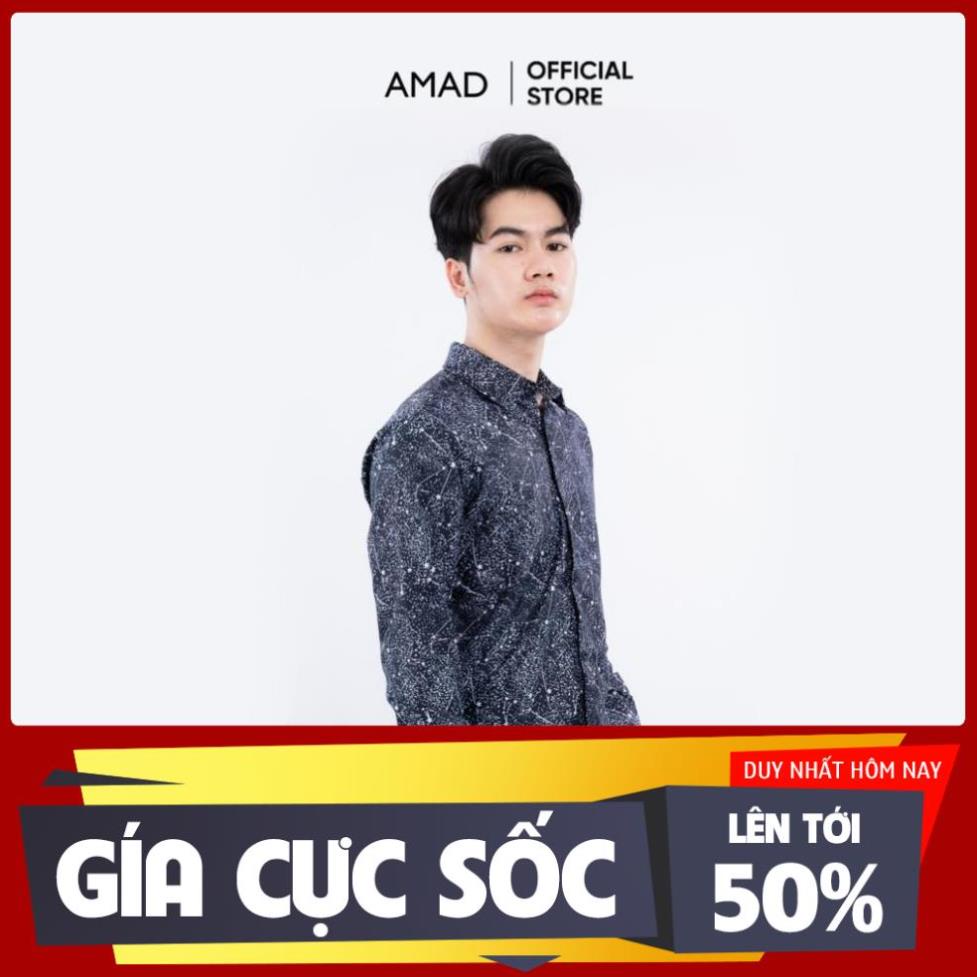 Áo sơ mi nam dài tay vải lụa Hàn Quốc hoạ tiết cao cấp mặc đi chơi đi tiệc sang trọng lịch lãm Amad *