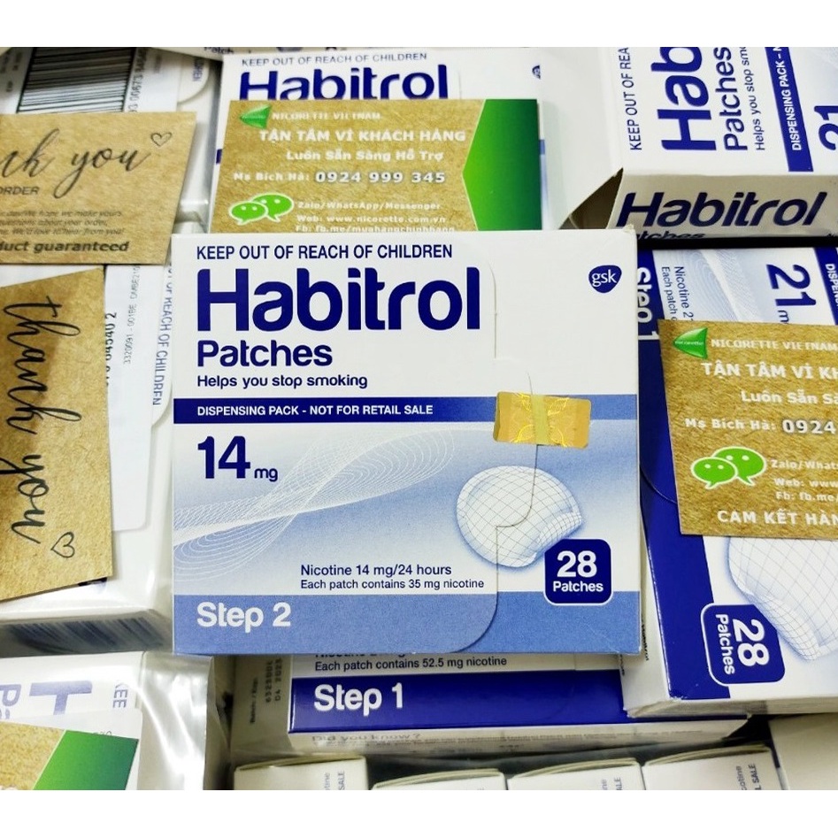 Miếng dán cai thuốc Habitrol Step 2 14mg hộp 28 miếng