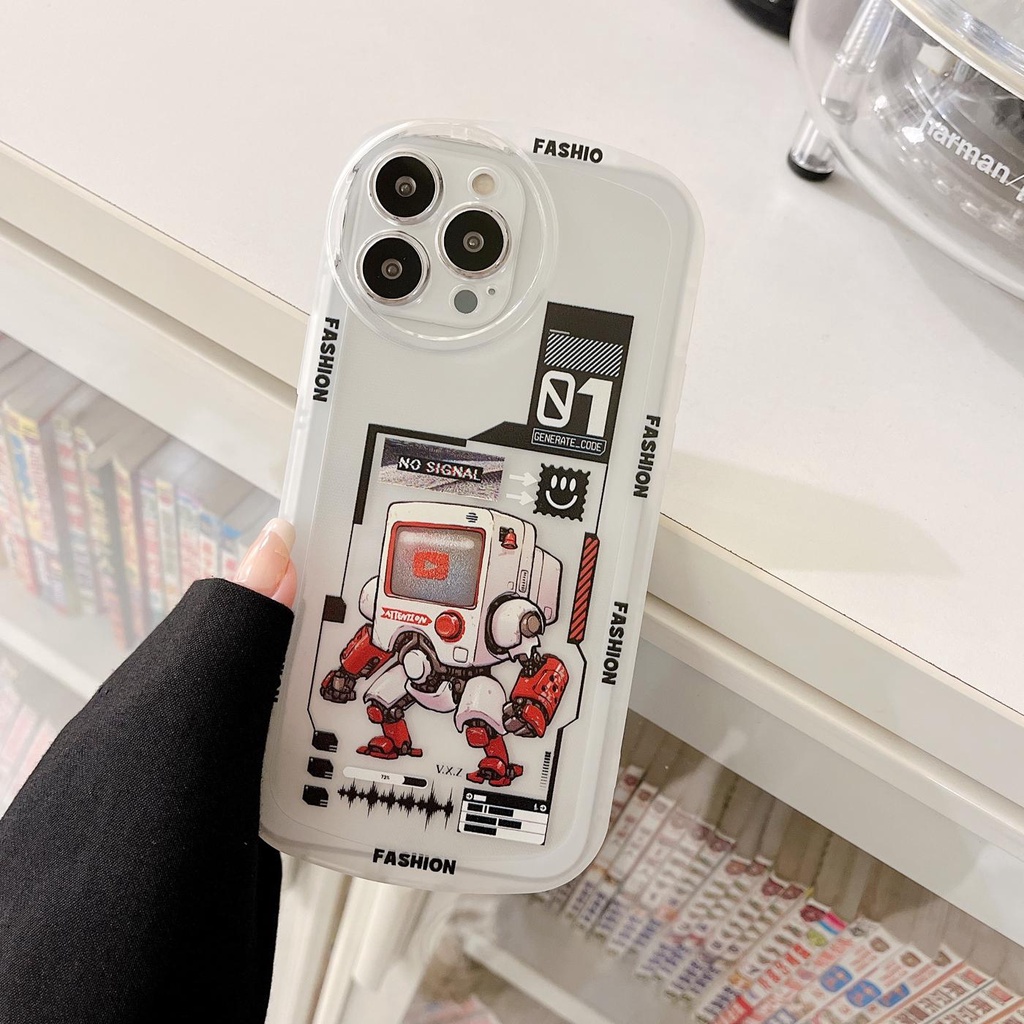 Ốp Điện Thoại Tpu Dẻo Trong Suốt Họa Tiết Robot Thời Trang Cho iPhone 13 12 mini 11 Pro xs max xr 7 / 8plus